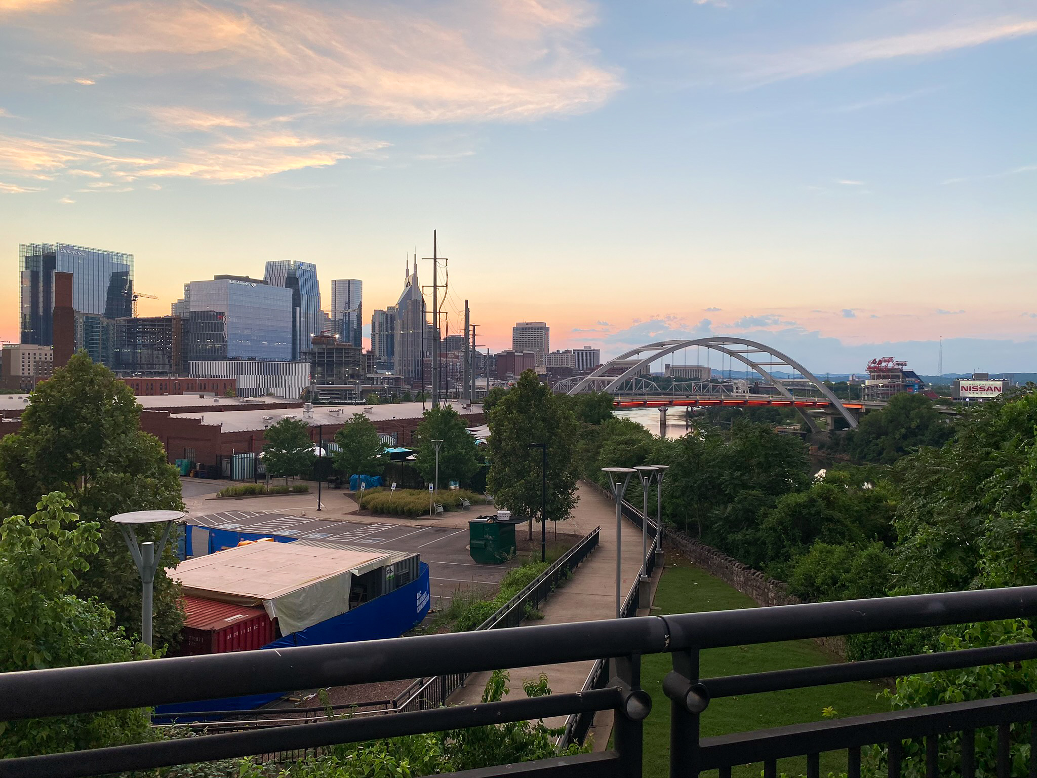 Sun setting over Downtown Nashville, Tennessee